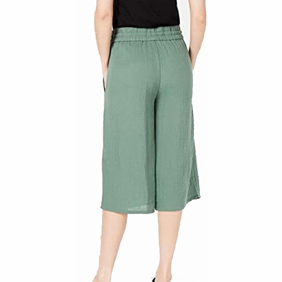 NWT Eileen Fisher Gauze Crop Cotton Culotte Pant Green - Picture 2 of 7